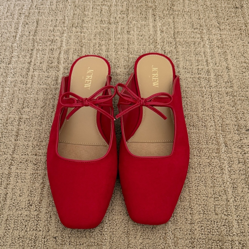 J. Crew factory Red Bow-Accent Slip-On Mules